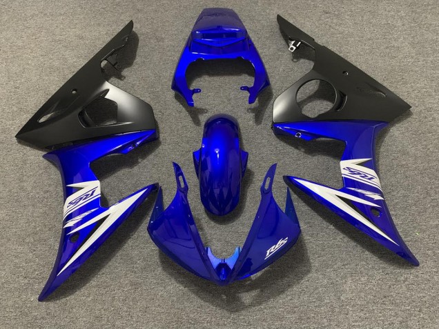2003-2004 Blue White and Matte Black Yamaha R6 Motorcycle Fairing