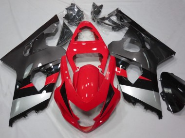 2004-2005 Red and Silver Gloss Suzuki GSXR 600-750 Motorcycle Fairing