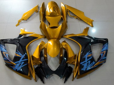 2006-2007 Gloss Gold & Black Suzuki GSXR 600-750 Motorcycle Fairing