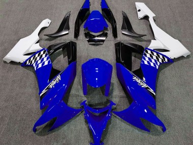 2008-2010 Gloss Blue and White Kawasaki ZX10R Motorcycle Fairing
