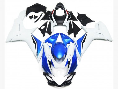 2011-2024 Gloss White and Blue Style Suzuki GSXR 600-750 Motorcycle Fairing