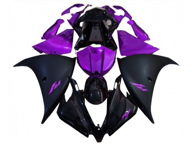 2012-2014 Matte Black and Purple Yamaha R1 Motorcycle Fairing